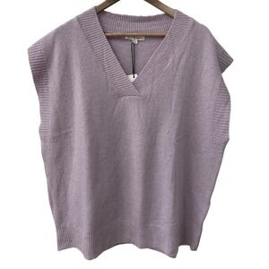 Newbury Kustom Sweater Vest Large Lavender V-Neck Oversized Wool Blend Knit